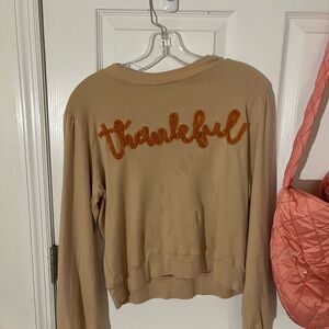 Thankful Embroidered Crewneck Sweatshirt - Beige